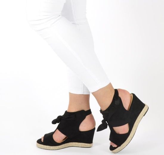 Czarne sandały na koturnie /D9-1 Ae503 t243/