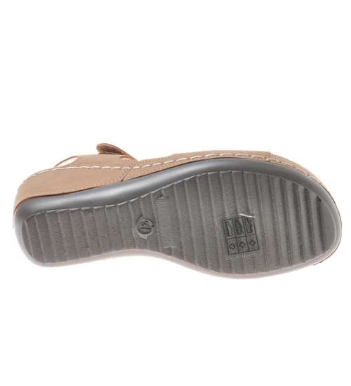 Sportowe sandały damskie na rzep khaki /D5-2 8517 S209/