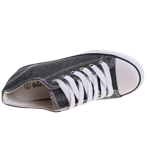 Czarne trampki sneakersy na niskim koturnie /A6-2 13519 T038/