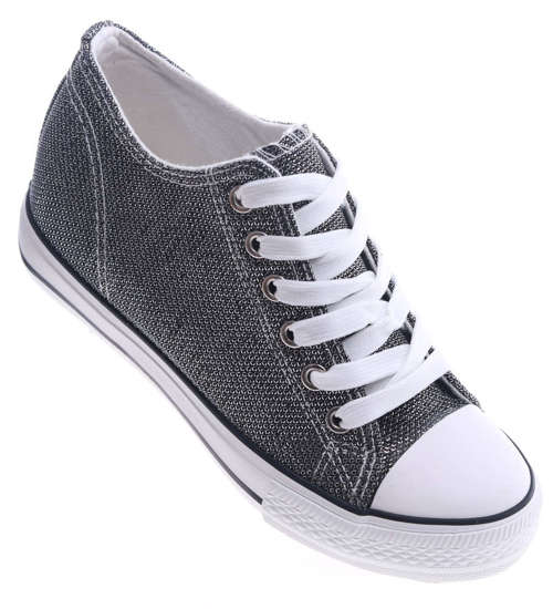 Czarne trampki sneakersy na niskim koturnie /A6-2 13519 T038/