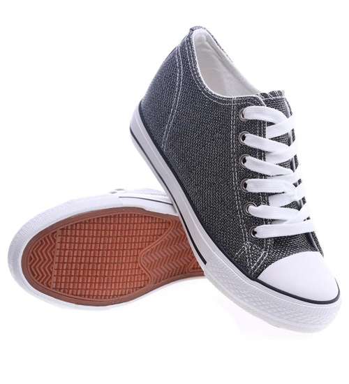 Czarne trampki sneakersy na niskim koturnie /A6-2 13519 T038/
