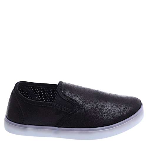 Wsuwane czarne dziewczęce tenisówki slip on /G3-2 15592 T196/