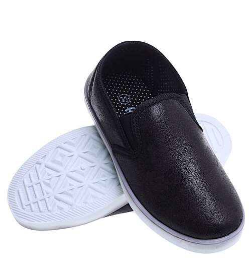 Wsuwane czarne dziewczęce tenisówki slip on /G3-2 15592 T196/