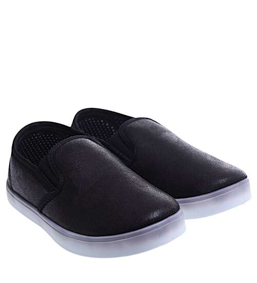 Wsuwane czarne dziewczęce tenisówki slip on /G3-2 15592 T196/