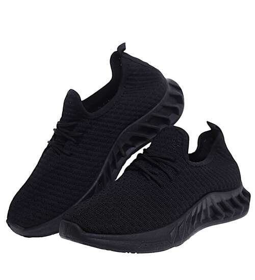 Elastyczne czarne buty sportowe /D7-1 15949 T189/