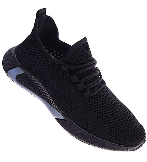 Czarne ażurowe męskie wsuwane buty sportowe /G3-1 16277 S237/