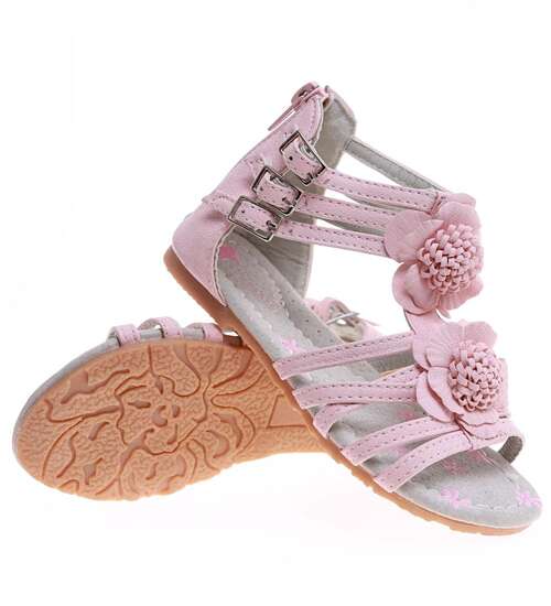 Różowe sandały dziewczęce z suwakiem /D7-2 16308 T195/