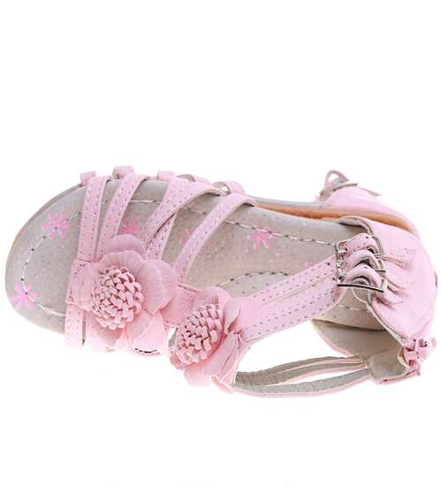 Różowe sandały dziewczęce z suwakiem /D7-2 16308 T195/