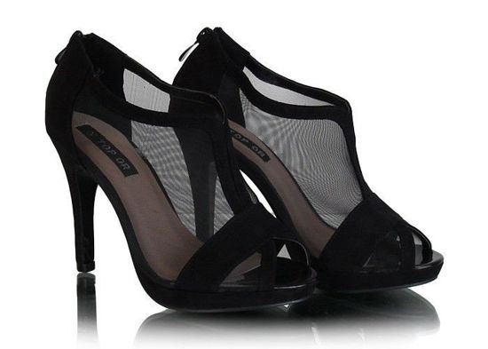Ażurowe sandały na obcasie /G11-2 X147 t3000/ Czarne