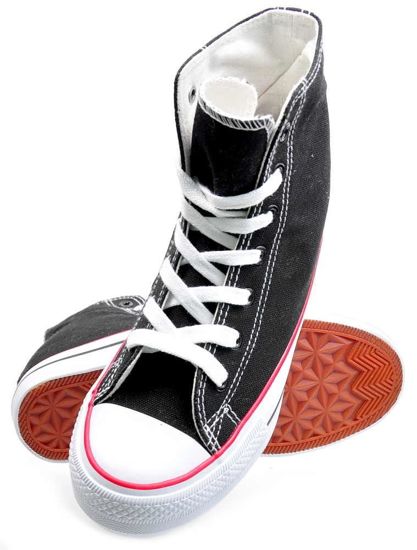 Materiałowe trampki sneakersy na koturnie CZARNE /E10-2 2329 S198/