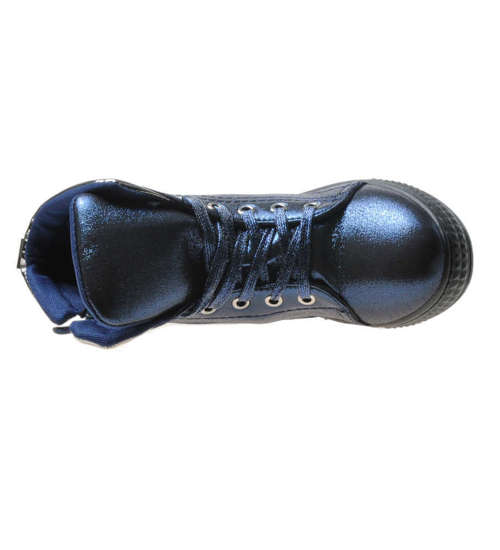 Sneakersy trampki na niskim koturnie GRANATOWE /X3-3 6324 S197/