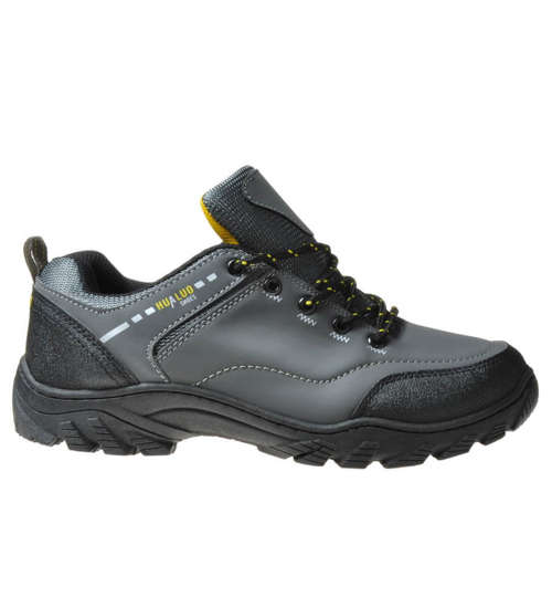 Praktyczne męskie buty trekkingowe Szare /E1-1 6690 S343/