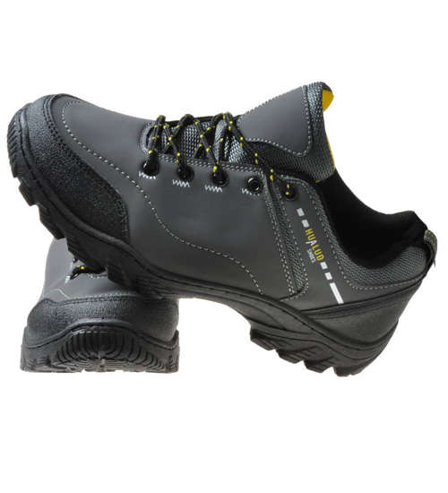 Praktyczne męskie buty trekkingowe Szare /E1-1 6690 S343/