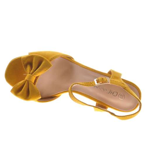 Piękne damskie sandały w kobiecym wydaniu Żółte /X1-5 8503 S195/