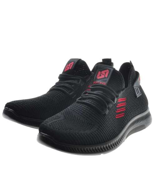 Wsuwane czarne męskie obuwie sportowe /D4-3 9080 S490/