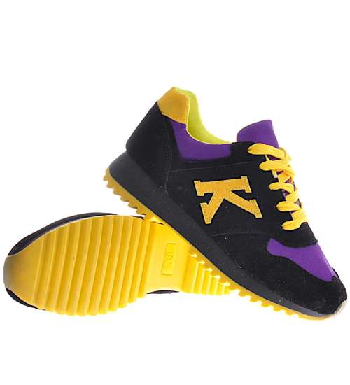 Zamszowe buty sportowe Black-Violet  /g7-2 11240 T200/