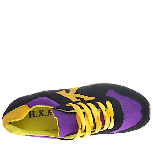 Zamszowe buty sportowe Black-Violet  /g7-2 11240 T200/