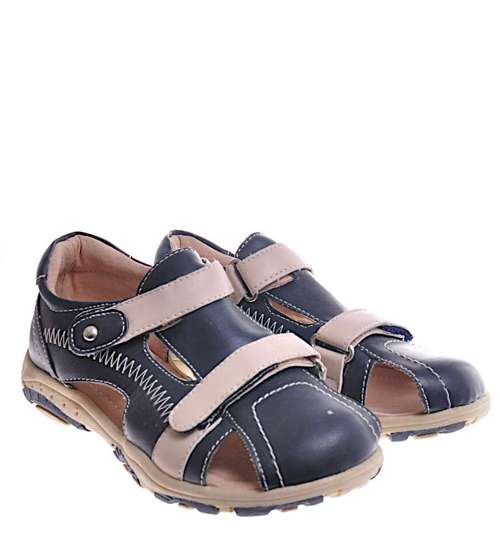 Chłopięce sandały na rzepy Granatowe /C3-2 11650 T167/
