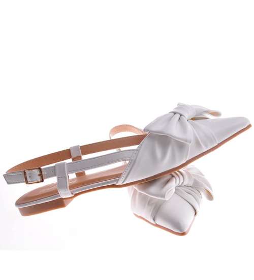 Białe damskie sandały z kokardką /G9-2 12056 T394