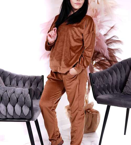 Komplet piękny brązowy kobiecy dres /H2 A3-1 UB566 T637/