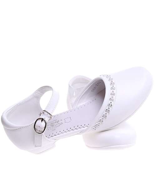 Białe komunijne pantofle dziewczęce /G7-2 15972 T593/