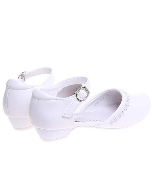 Białe komunijne pantofle dziewczęce /G7-2 15972 T593/