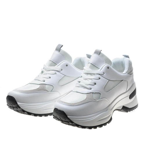 Sportowe buty damskie na wysokiej podeszwie White /F1-1 4778 S371/