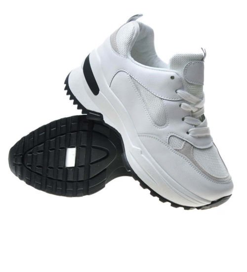 Sportowe buty damskie na wysokiej podeszwie White /F1-1 4778 S371/