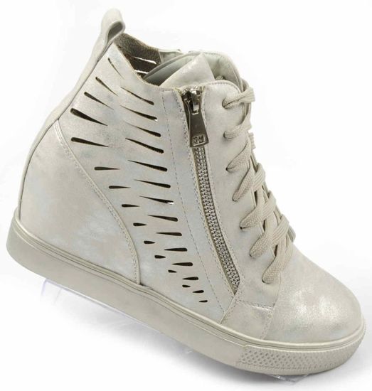 Ażurowe trampki sneakersy na koturnie SREBRNE /F4-2 Ae696 S239/ 