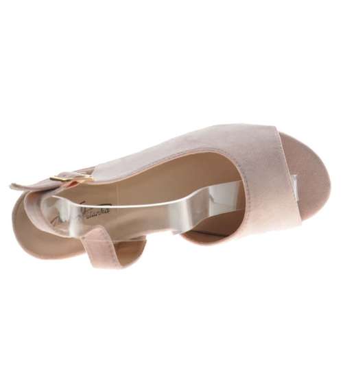 Różowe sandały damskie na platformie /F5-3 8330 S300/