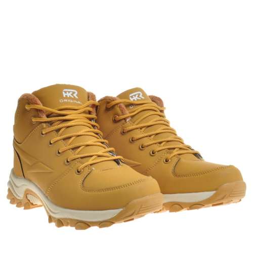 Żółte buty uniwersalne sznurowane unisex /F2-3 10118 S593/