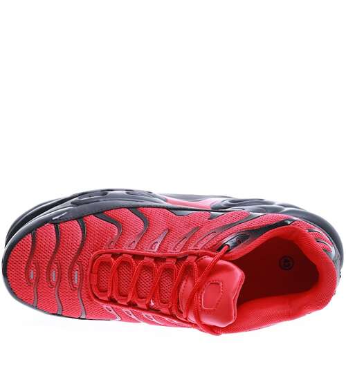 Czerwono czarne sznurowane męskie buty sportowe /E3-1 15603 T638/
