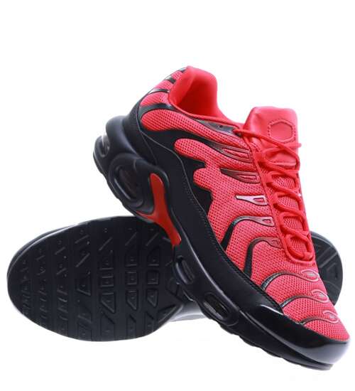 Czerwono czarne sznurowane męskie buty sportowe /E3-1 15603 T638/