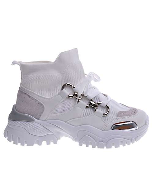Wysokie białe buty sportowe /D9-2 13092 T396/