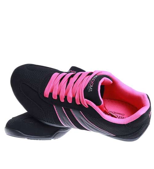 Czarno fuksjowe buty sportowe z wiązaniami /D8-3 14978 S341/