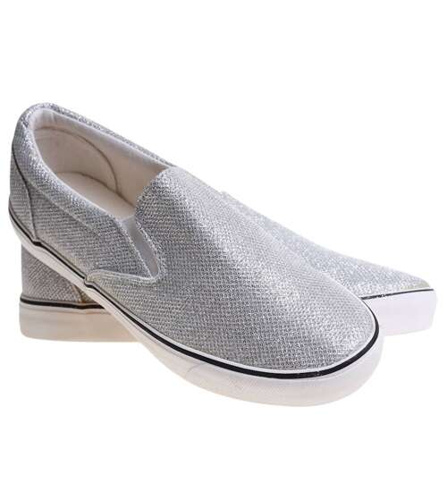 Wsuwane srebrne tenisówki damskie slip on OST417