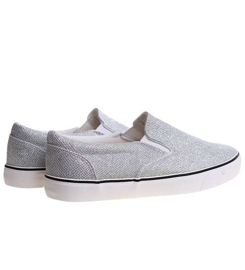 Wsuwane srebrne tenisówki damskie slip on OST417