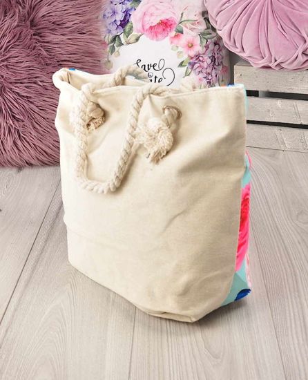 Płócienna torba na zakupy- kwiaty i motyle 3D /HT56 S196/