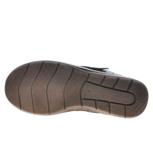 Granatowe sandały męskie ze skóry naturalnej  /H10 319 kol901 R989/