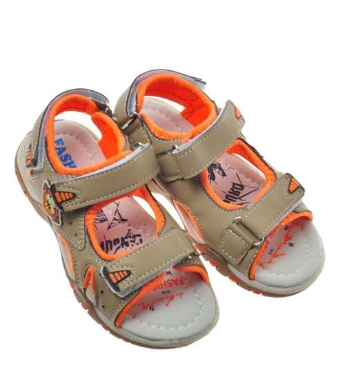 Chłopięce bezowe sandały na rzepy /E6-2 8991 S392/