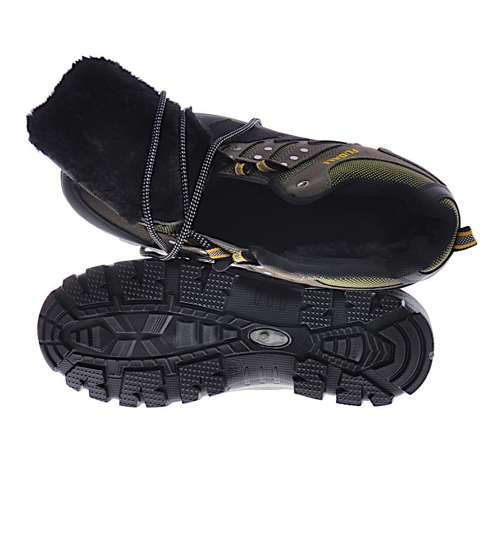 Sznurowane męskie buty trekkingowe Zielone /G7-3 12807 S699/