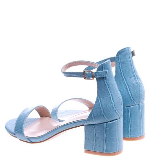 Niebieskie sandały na grubym obcasie /D5-3 14538 S246/
