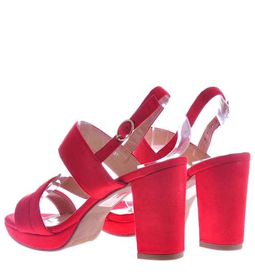 Damskie sandały na platformie Czerwone /E3-3 10451 S138/