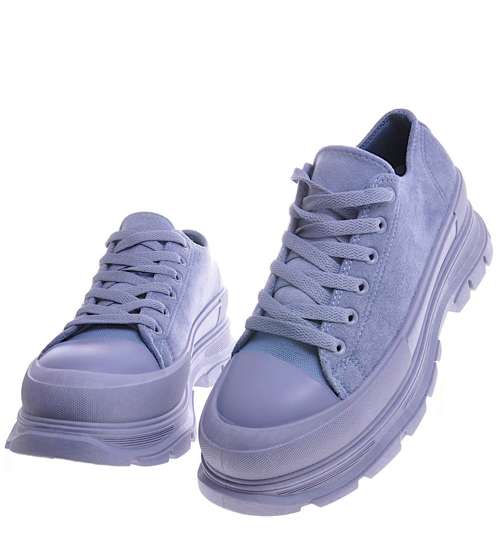 Niebieskie buty damskie na platformie /F6-3 11469 W203/