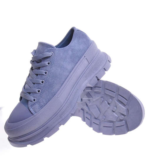 Niebieskie buty damskie na platformie /F6-3 11469 W203/