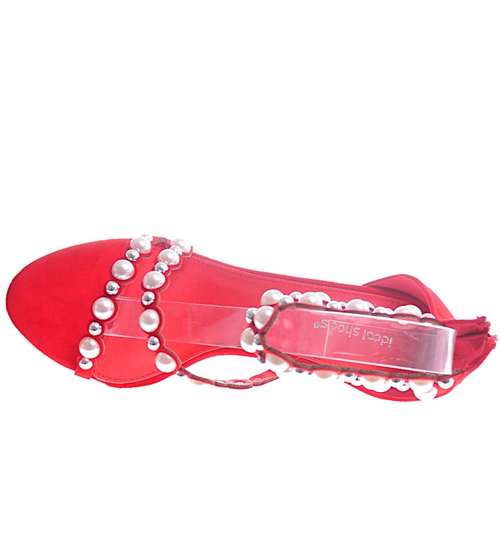 Letnie czerwone sandały na szpilce /B5-3 11948 T251/