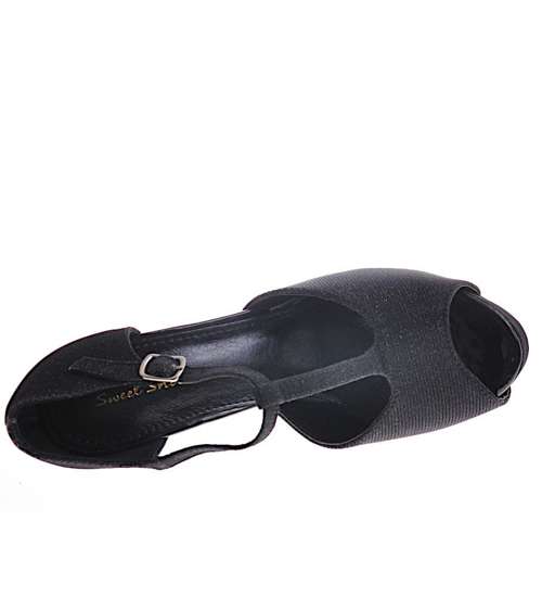 czarne damskie  sandały na obcasie /G8-1 12040 T299/