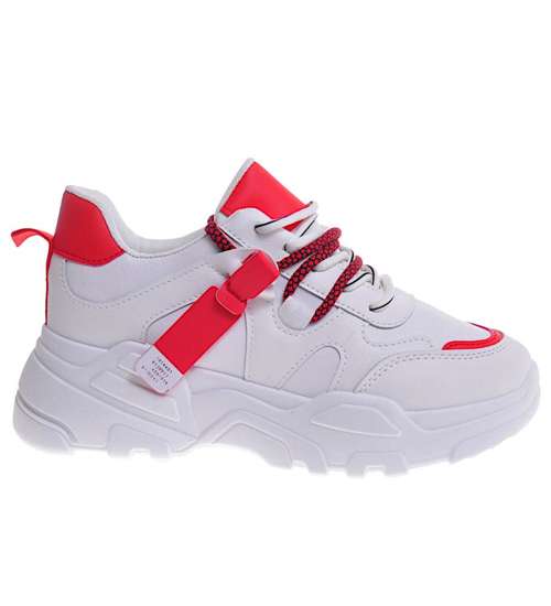 Damskie sneakersy na platformie Czerwone /F8-2 10714 W341/