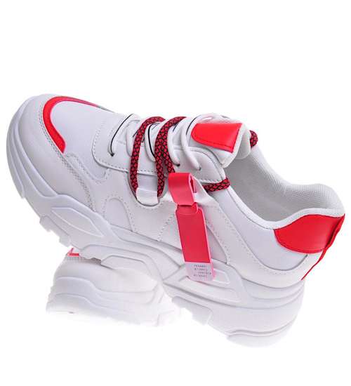 Damskie sneakersy na platformie Czerwone /F8-2 10714 W341/