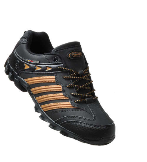 Sznurowane buty trekkingowe dla mężczyzn CZARNE /F2-1 6516 S592/